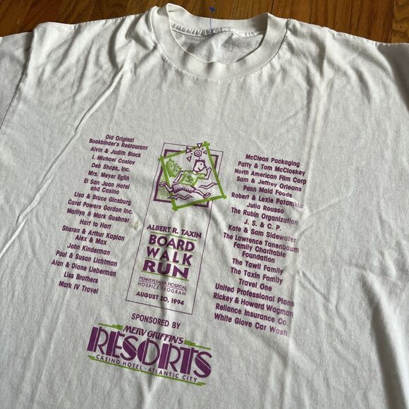 VINTAGE 1994 Atlantic City 5K Boardwalk Run White Single Stitched T-shirt Large - Picture 3 of 12